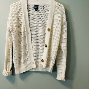 GAP Women's Cream Open-Knit Cardigan